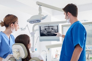 dentist in Peabody showing dental x-rays 